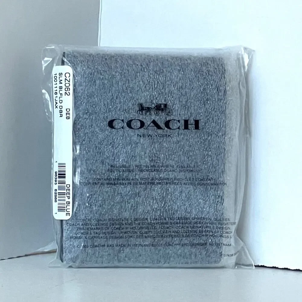 Coach CZ062 Mens Deep Blue Pebbled Leather Billfold Wallet